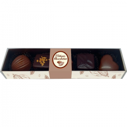 Coffret festif : boîte vintage 24 macarons + 24 bonbons au chocolat + 6  marrons glacés