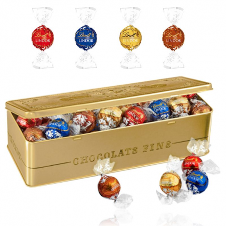 Coffret métal or garni boules Lindor ass. 400g